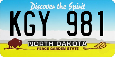 ND license plate KGY981