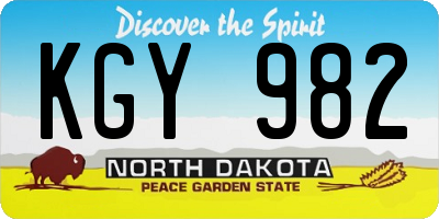 ND license plate KGY982