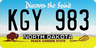 ND license plate KGY983