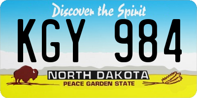 ND license plate KGY984