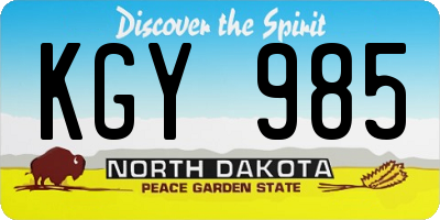 ND license plate KGY985