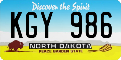 ND license plate KGY986