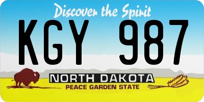 ND license plate KGY987