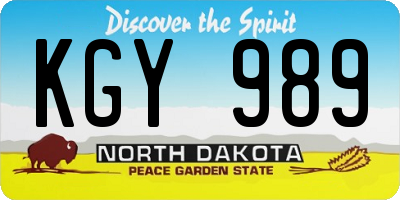 ND license plate KGY989