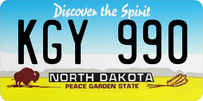 ND license plate KGY990