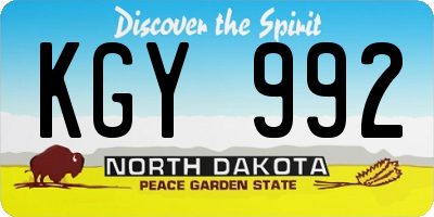 ND license plate KGY992