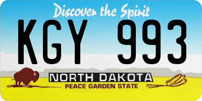 ND license plate KGY993