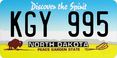 ND license plate KGY995