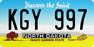 ND license plate KGY997