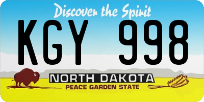 ND license plate KGY998