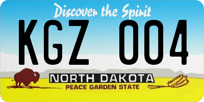 ND license plate KGZ004