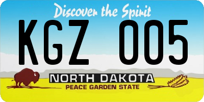 ND license plate KGZ005