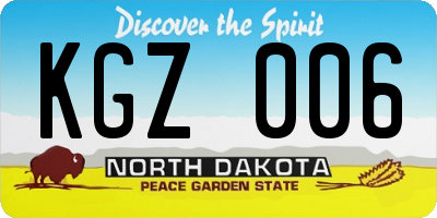 ND license plate KGZ006