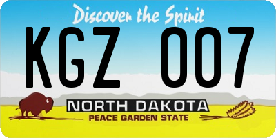ND license plate KGZ007