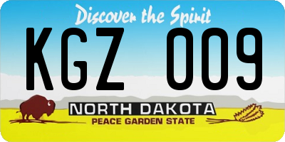 ND license plate KGZ009