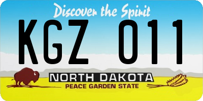ND license plate KGZ011
