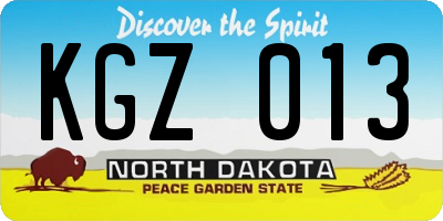 ND license plate KGZ013
