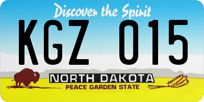 ND license plate KGZ015