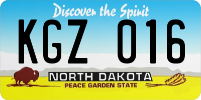 ND license plate KGZ016