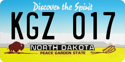 ND license plate KGZ017