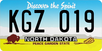 ND license plate KGZ019