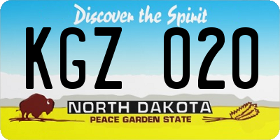 ND license plate KGZ020