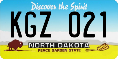 ND license plate KGZ021