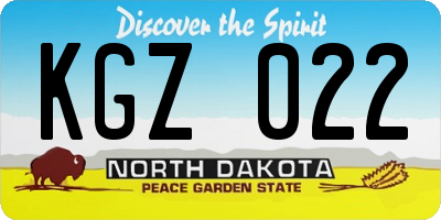 ND license plate KGZ022