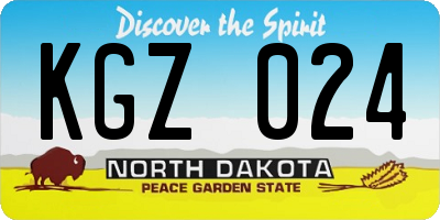 ND license plate KGZ024
