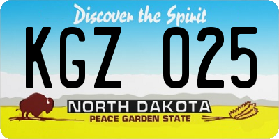 ND license plate KGZ025