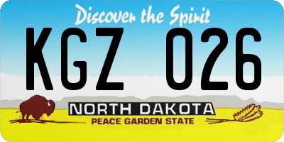 ND license plate KGZ026