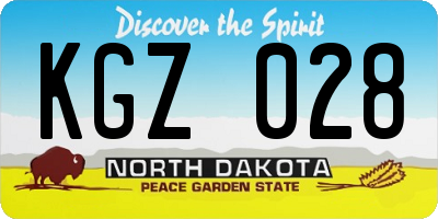 ND license plate KGZ028
