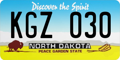 ND license plate KGZ030