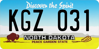 ND license plate KGZ031
