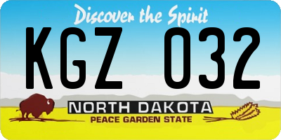 ND license plate KGZ032