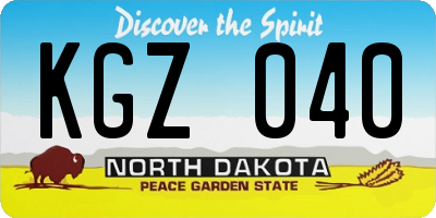 ND license plate KGZ040