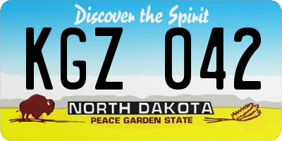 ND license plate KGZ042