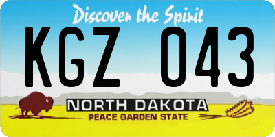 ND license plate KGZ043
