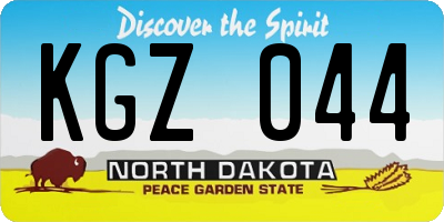ND license plate KGZ044