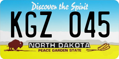 ND license plate KGZ045