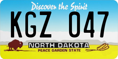 ND license plate KGZ047