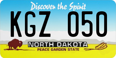 ND license plate KGZ050