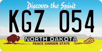 ND license plate KGZ054