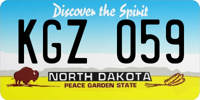 ND license plate KGZ059