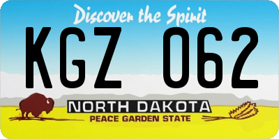 ND license plate KGZ062