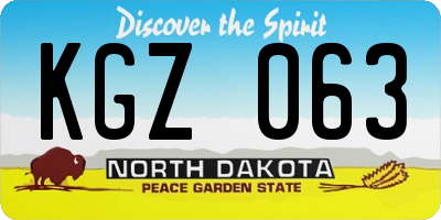 ND license plate KGZ063