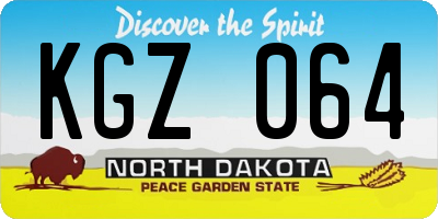 ND license plate KGZ064