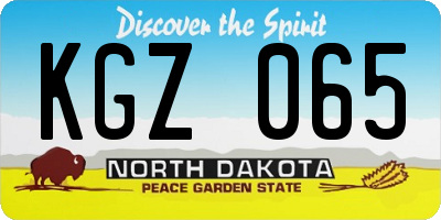 ND license plate KGZ065