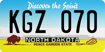 ND license plate KGZ070
