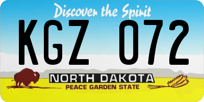 ND license plate KGZ072